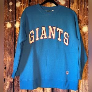 H&M Blue Oversized Crewneck Sweater with Giants Logo
